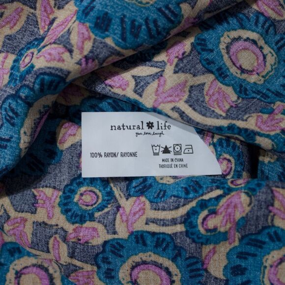 NWT Natural Life Blue Purple Tan Floral Maxi Dress 100% Rayon Boho Women M (B5) - Picture 9 of 11